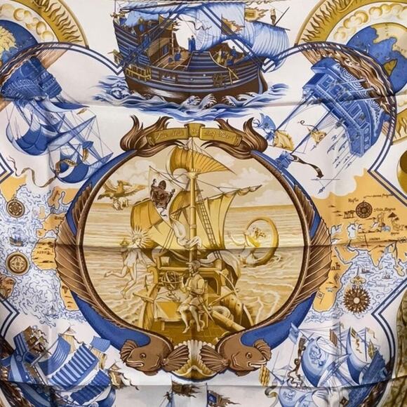 Hermes Carré 90 Au Dela Des Cinq Mers Scarf Boxed NWT - Picture 4 of 16